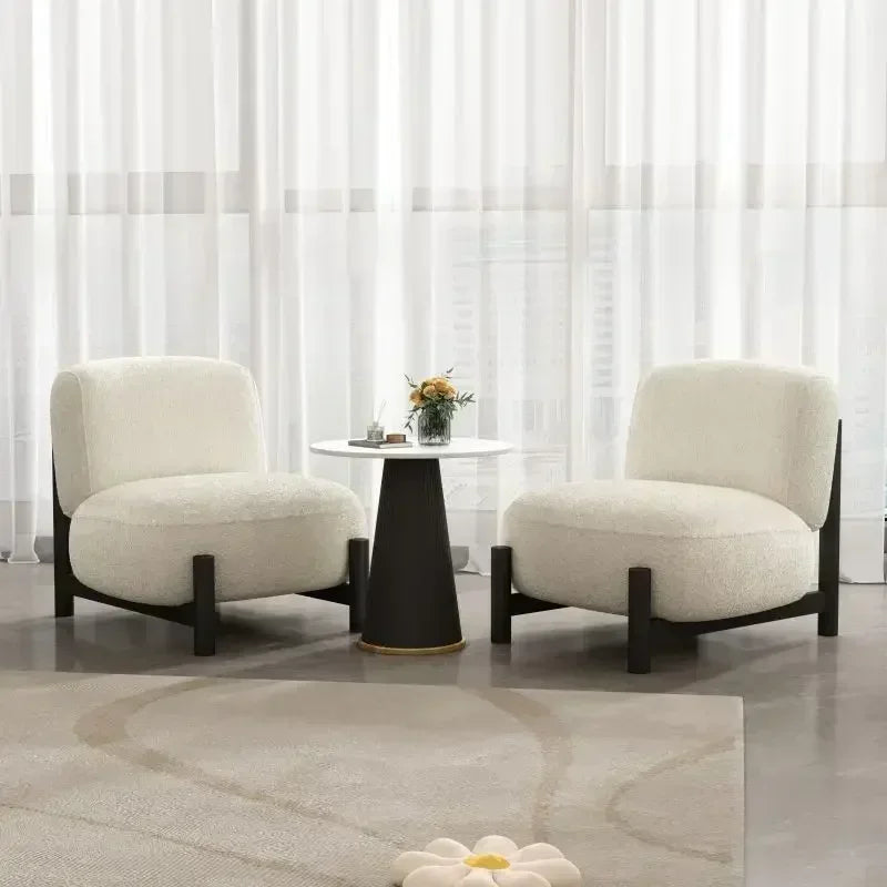 Cream Wind Living Room Single Sofa Lazy Leisure Chair Sofa Chair Furniture Sofa Small Apartment Solid Wood Single Chair