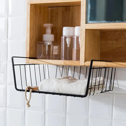 Multi Functional Perforated Kitchen Bathroom Storage Hanging Basket Storage Rack Iron Bottom Hanging Basket Hanging Wire Basket