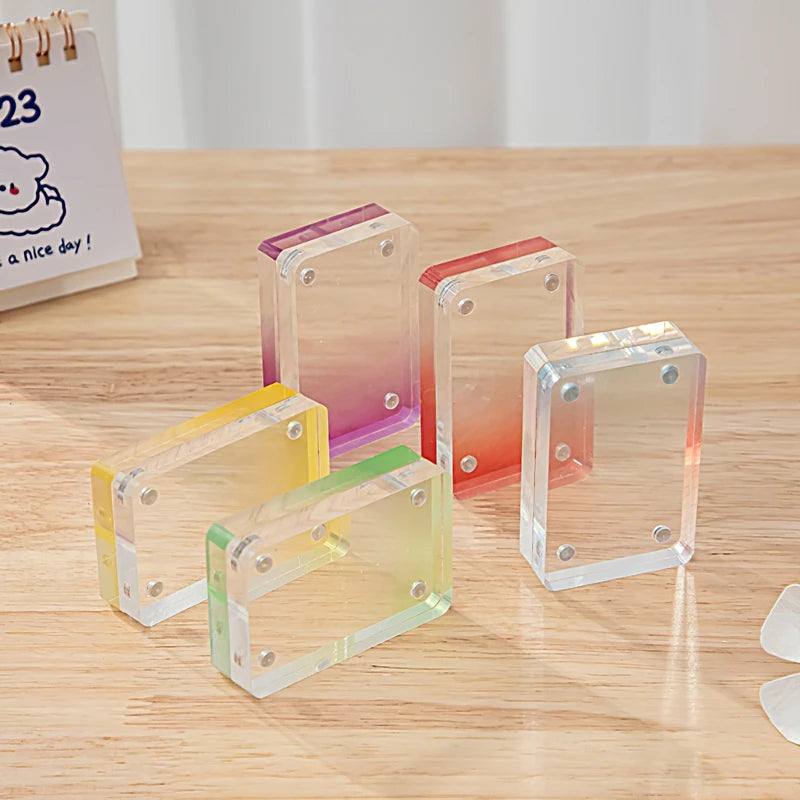 Acrylic Mini Photo Frame Kpop Photocard Holder Magnetic Idol Card Display Stand Picture Collect Book Cute Photo Protector Decor