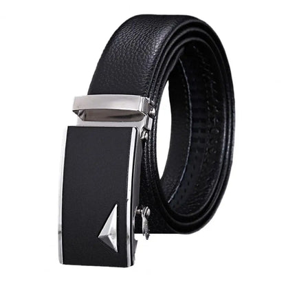 Men Belt High-quality Men's Automatic Business Belt with Smooth Faux Leather Alloy Buckle Durable Anti-slip Belt for Formal