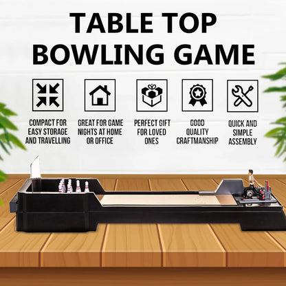 New Tabletop Bowling Game Set Mini Sports Board Game with 12 Pins, 2 Bowling Balls and Bowling Alley Family Game for Adult Kids