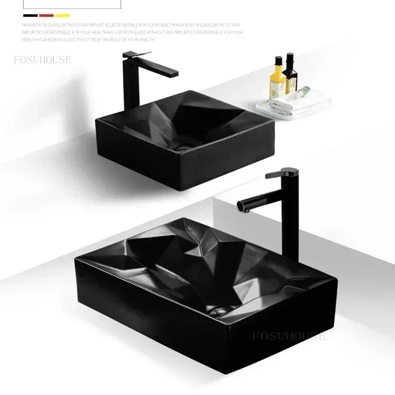 Nordic Bathroom Sinks Modern Creative Wash Basin Household Rectangular Above Counter Basin Ceramic Bathroom Washbasins