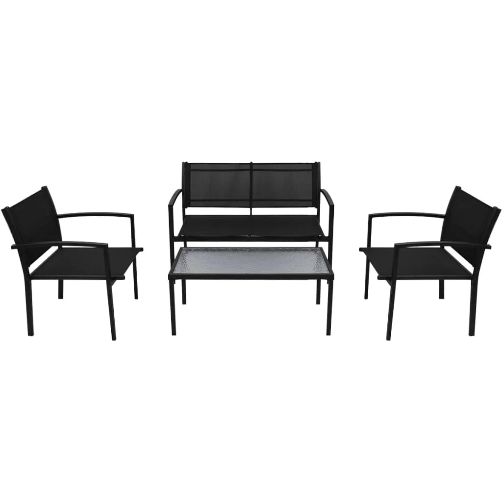 Garden furniture 4 pcs Black Textilene