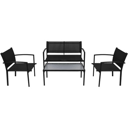 Garden furniture 4 pcs Black Textilene