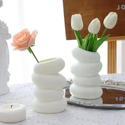 1PC Plastic Spiral Decorative Vase Scandinavian Flower Arrangement Kitchen Living Room Bedroom Home Wedding Decoration Ornament