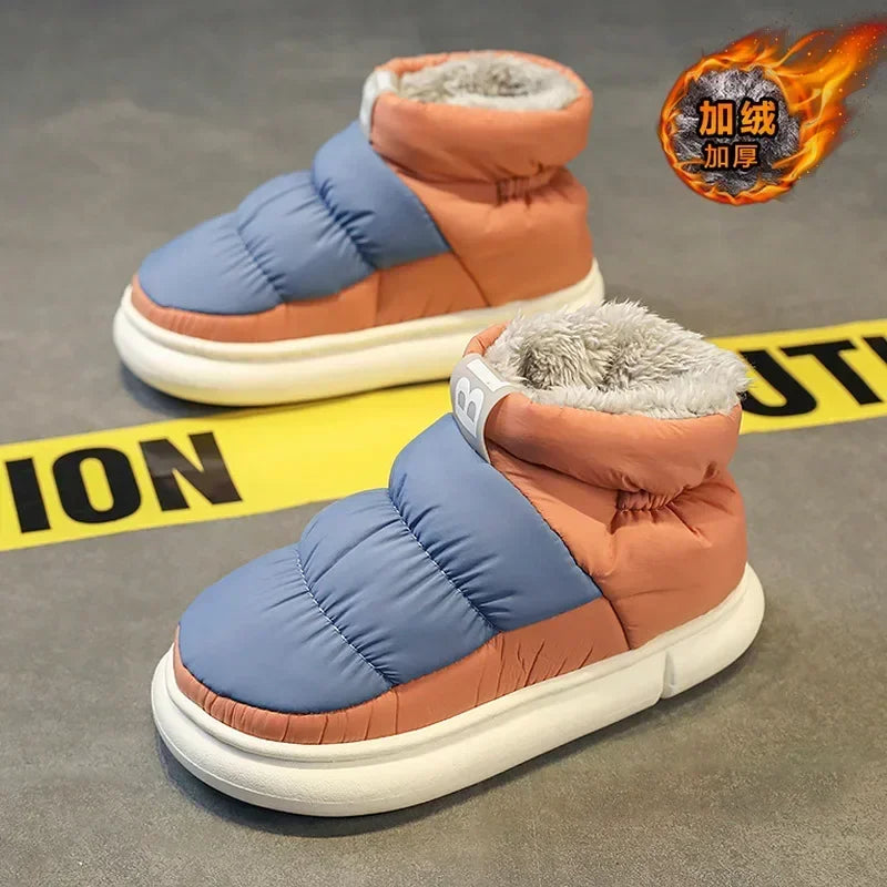 Snow Boots Men Women Winter 2024 New Lovers Plush Thick Comfortable Cotton Shoes Warm Anti Slip Outdoor Casual Shoes Flats