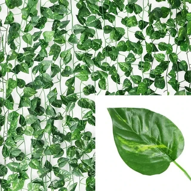 Artificial Plant Green Ivy Leaf Vine Lamp String Hanging Fake Plant Decoration Home Wedding Party Garden Decor Battery-powered