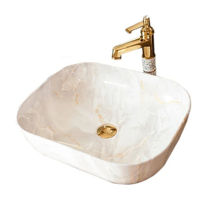 Nordic Ceramic Bathroom Sink Countertop Basin Home Square Art Basin Bathroom Toilet Wash Basin Small Size Balcony Shampoo Sink R