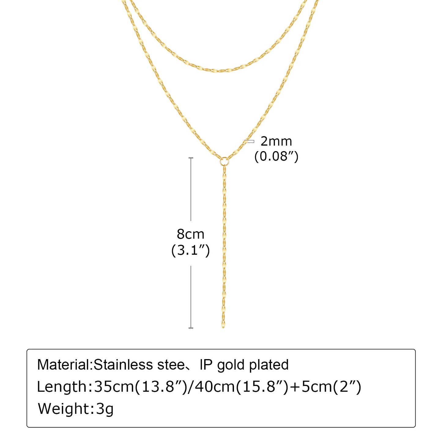 2024 Stainless Steel Lip Chain,Double Layered Fringe Necklace,Gold Color Chaoker Fashion Jewelry Long Neckalce Sets for Women