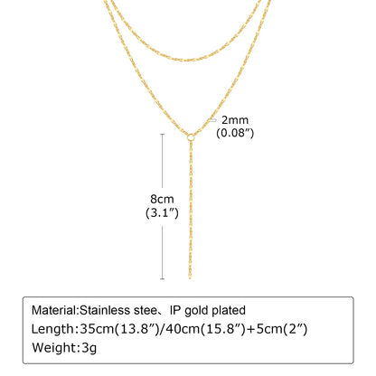 2024 Stainless Steel Lip Chain,Double Layered Fringe Necklace,Gold Color Chaoker Fashion Jewelry Long Neckalce Sets for Women