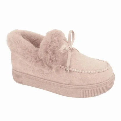 Solid Color Furry Females Feetwear Women Winter Cotton Shoes Plush Warm Snow Boots Ladies Casual Flat Short Boots 2023