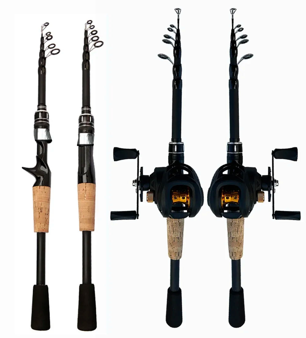 Fishing Rod and Reel Combo Set Telescopic Lure Rod Spinning Casting Short Jigging Rod 1.5m-2.4m Baitcasting Reel Max Drag 8kg