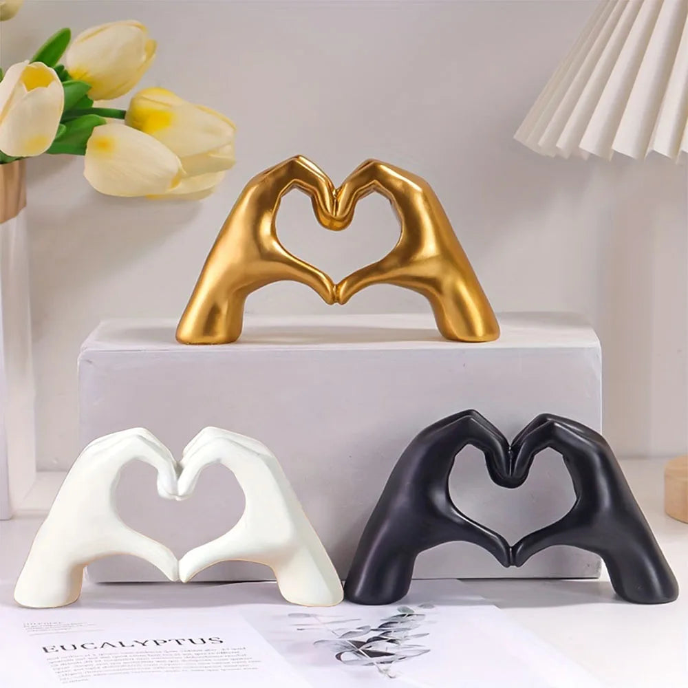 Resin Love Gesture Statues Sculptures Desktop Ornament Sculpture Figurines Nordic Light Luxury Art Crafts Office Home Decoration