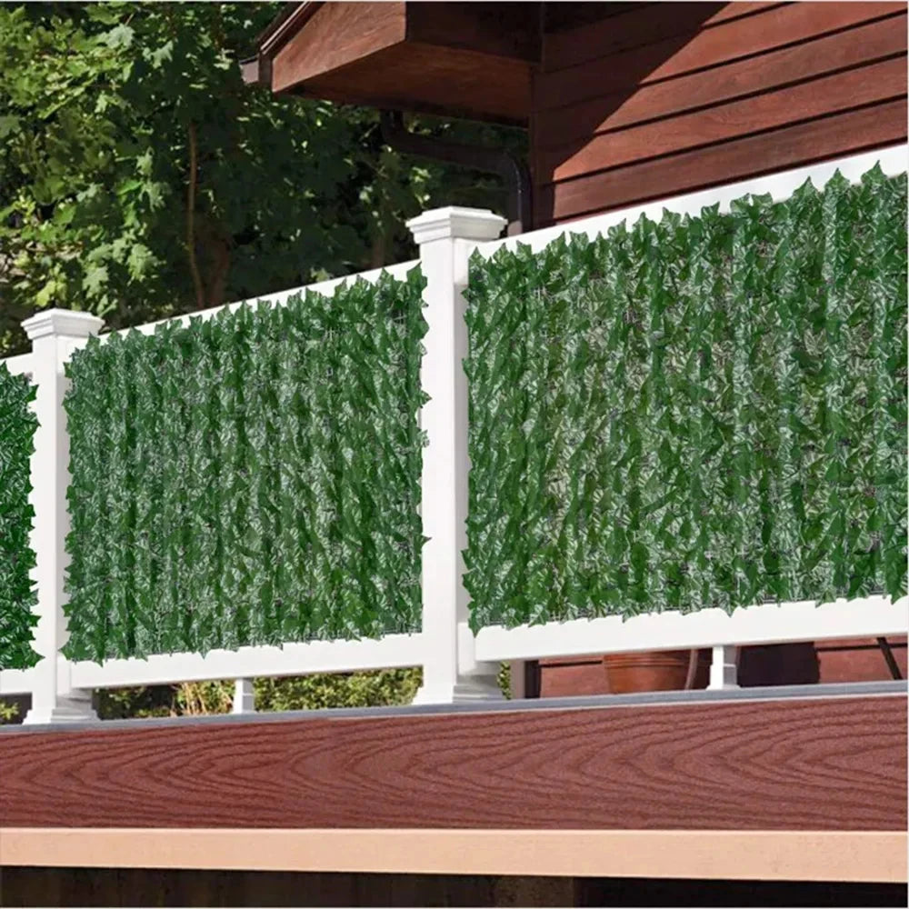 50X200cm Artificial Ivy Hedge Green Leaf Fence Panels Faux Privacy Fence Screen for Home Outdoor Garden Balcony Decoration 1X3m