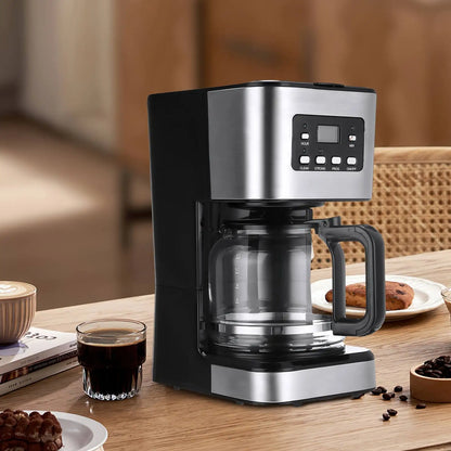 950W Automatic Coffee Machine 12 Cups Stainless Steel Coffee Machine Kitchen Drip Coffee Grind Machines