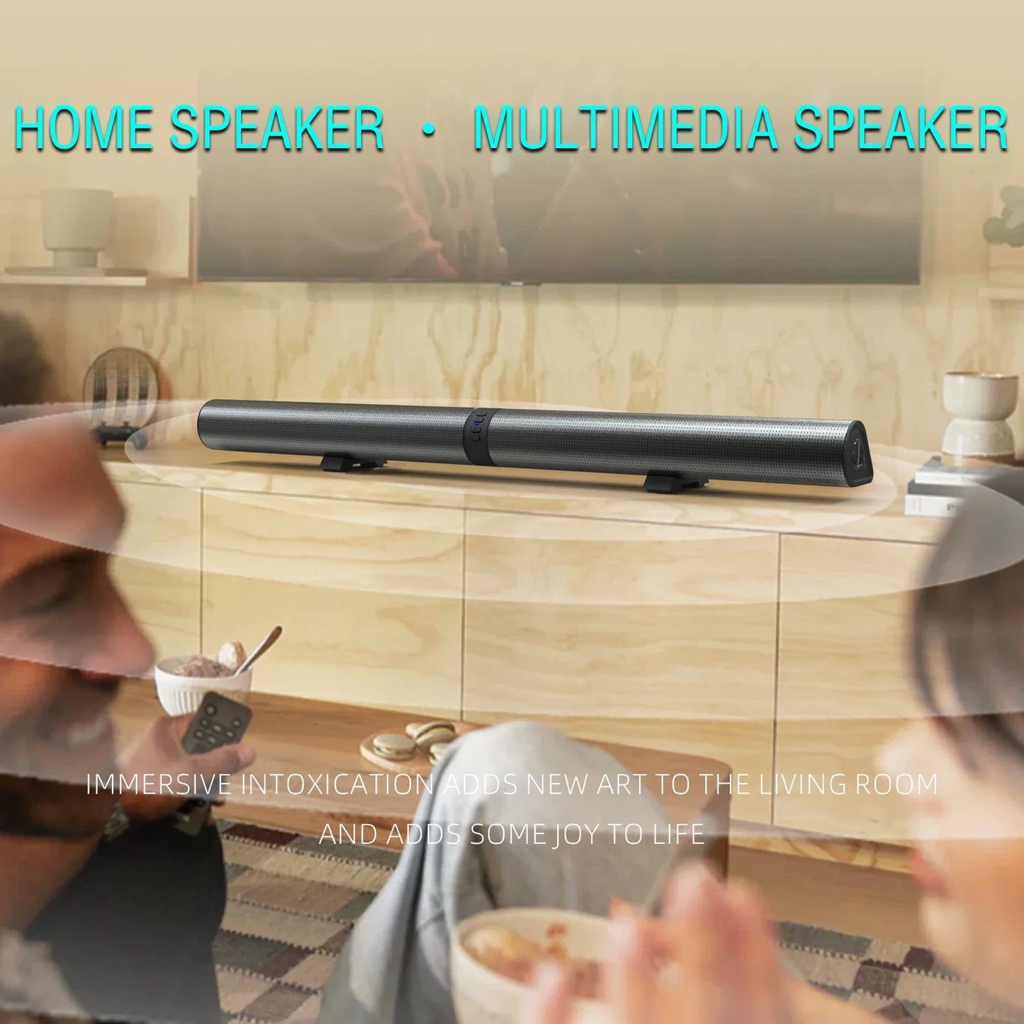 BS-56 TV Bluetooth Speakers AUX/BT/OPT Connections Soundbars with 2-in-1 Detachable Home Cinema Sound System FM Soundbar