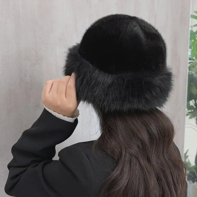 Korean New Winter Plush Fisherman Hat for Women Thick Fluffy Fur Ear Protection Cap Windproof Warm Soft Headgear Fashion Beanies