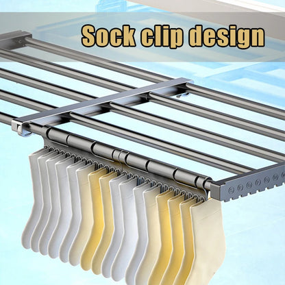 Foldable Clothes Drying Rack Stainless Steel for Balcony Bedroom Drying Shoes Clothes Towel Organizer Window Shoe Storage Shelf