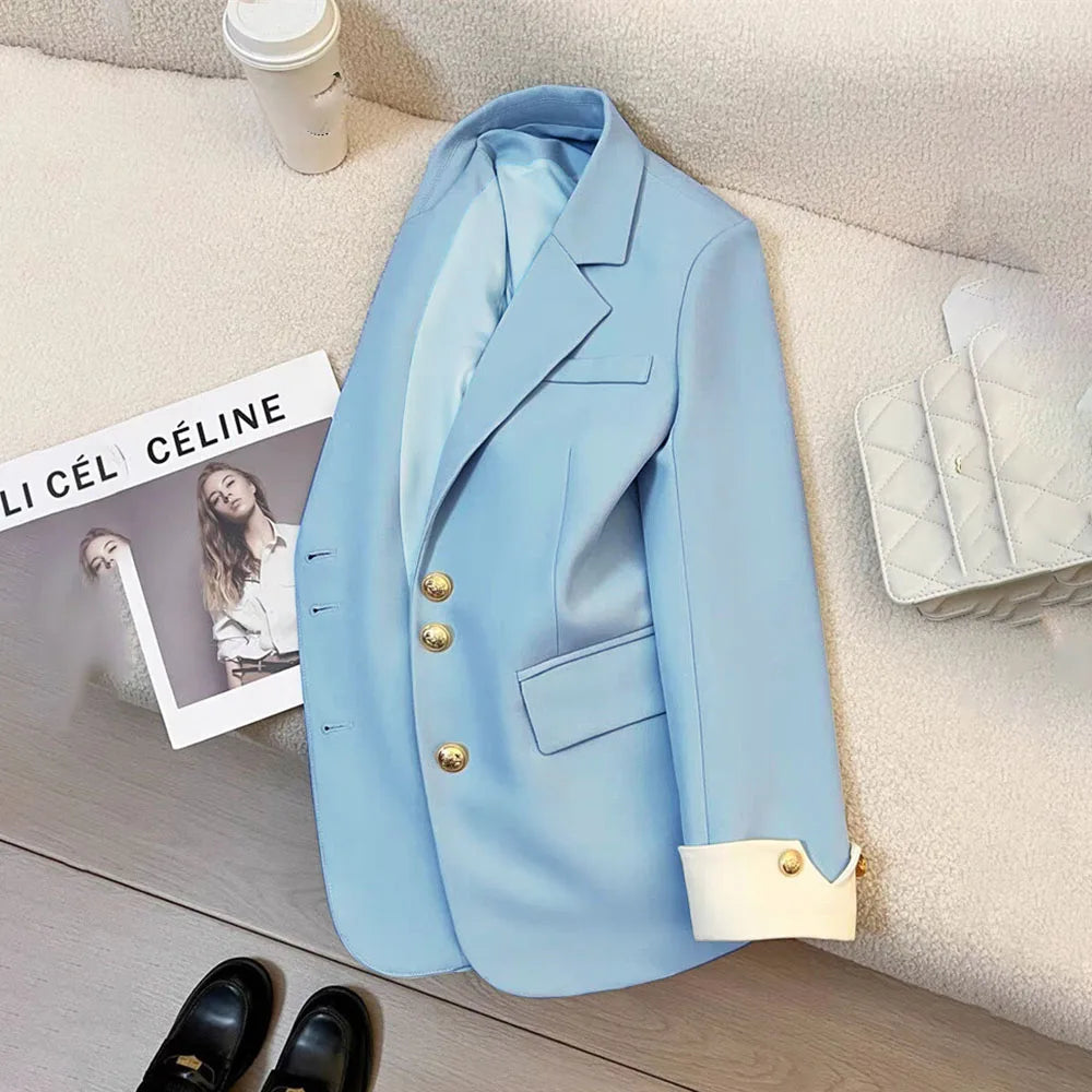 Autumn Winter Office Lady Blazer Jacket Women 2024 Fashion Long Sleeve Coat Woman Blazers Feminino New In Outerwears Casual