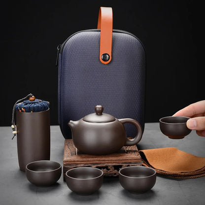 Portable Travel Kungfu Tea Set Creative Ceramic Tea Set Gift One Pot Four Cups