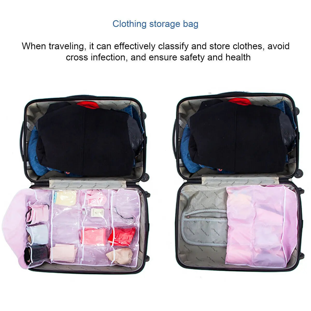 Hot 16 Grid Pockets Clear Hanging Bag Socks Bra Underwear Stationery Rack Hanger Storage Saving Space Tidy Organizer