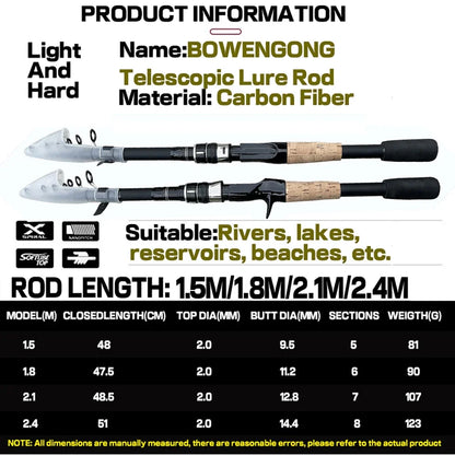 Fishing Rod and Reel Combo Set Telescopic Lure Rod Spinning Casting Short Jigging Rod 1.5m-2.4m Baitcasting Reel Max Drag 8kg