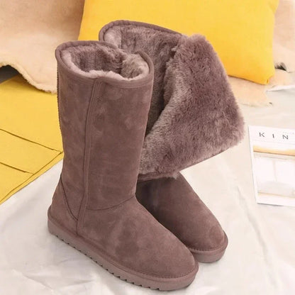 2024 Hot Sale Ladies Shoes Side Zipper Women's Boots Winter Round Toe Plush Fleece for Warmth Solid High Tube Flat Snow Boots