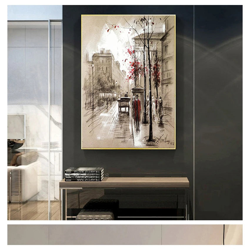 Prints Posters 3 Piece Abstract City Street Landscape Pictures For Living Room Wall Art Framework Canvas Paintings Home Decor HD