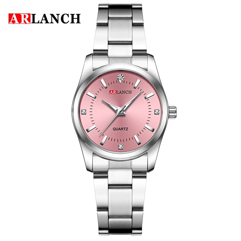 Luxury Women's Watch 29mm Fashionable Stainless Steel Rhinestone Pink Minimalist Girl Clock Outdoor Travel Women Wrist Watches