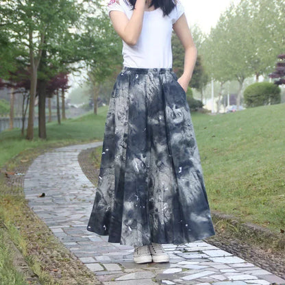 Fashion Summer Cotton Linen Women Skirt Saia Casual Vintage y2k Print Long Skirts Woman Clothes Bohemian Faldas Maxi Bottom Jupe