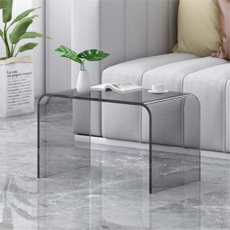 X&D living room coffee table acrylic light luxury sofa edge table simple bay window side table Nordic bedroom table transparent