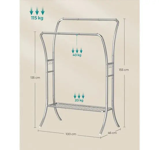 SONGMICS dresses stand coat rack metal stand 6 hooks shelf