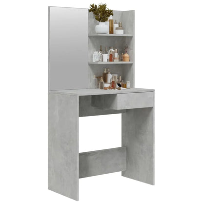 Table with mirror gray concrete 74,5x40x141 cm Modern dresser room furniture girl bedroom bedside cabinet storage vanity makeup