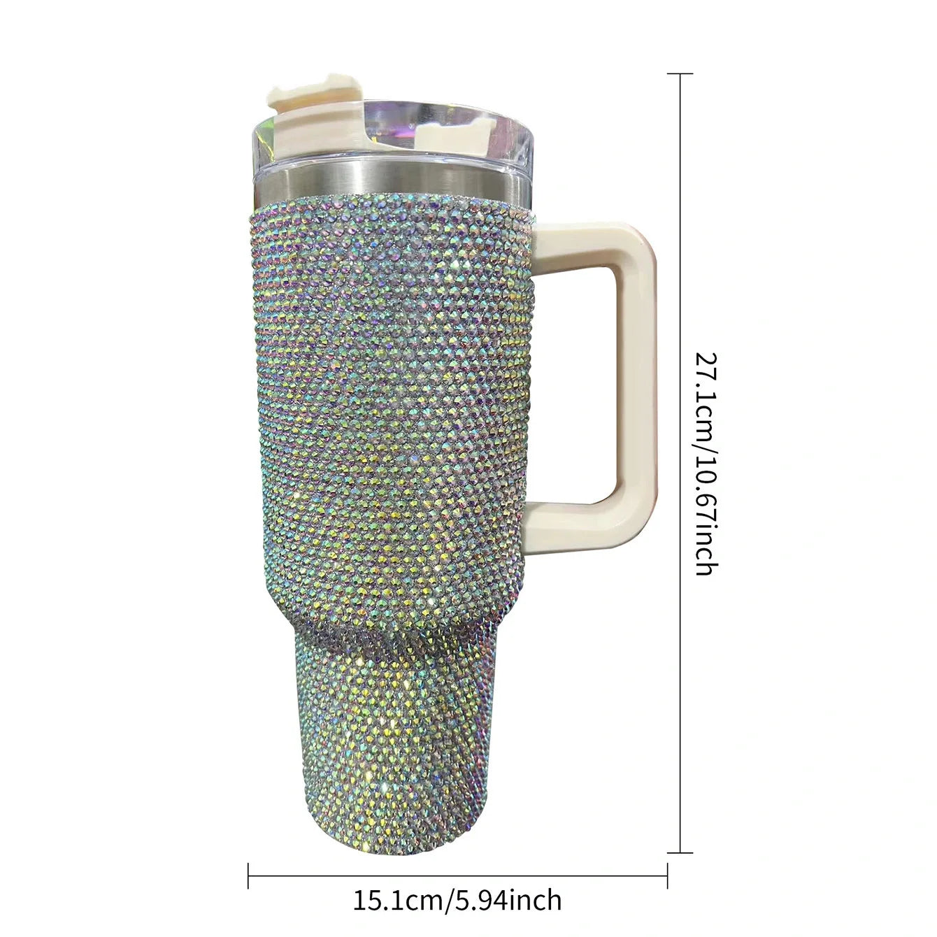 40oz Shiny Diamond Shiny Diamond Tumble Coffee Insulation Cup Stainless Steel Car Bottle Straw Large Capacity Rhinestone Cup