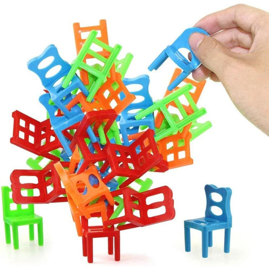 18Pcs/Set Balance Chairs Board Game Mini Stacking Blocks Assembly Family Balancing Training Interactive Educational Toy for Kids