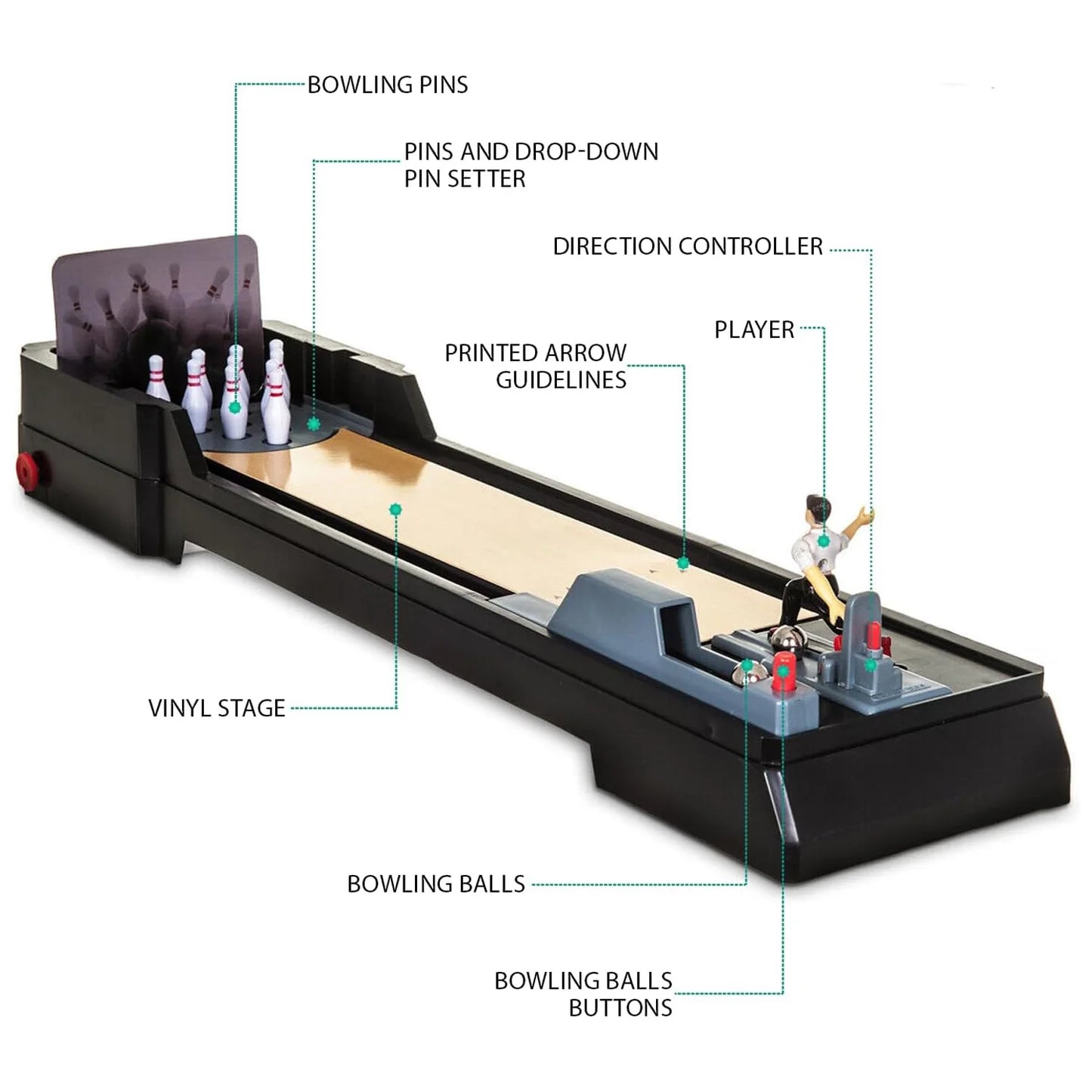 New Tabletop Bowling Game Set Mini Sports Board Game with 12 Pins, 2 Bowling Balls and Bowling Alley Family Game for Adult Kids