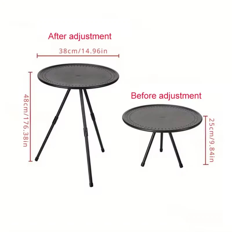 Folding Triangular Table Camping Round Table with Light Stand Ultralight Portable Folding Table with Adjustable Legs For Picnic