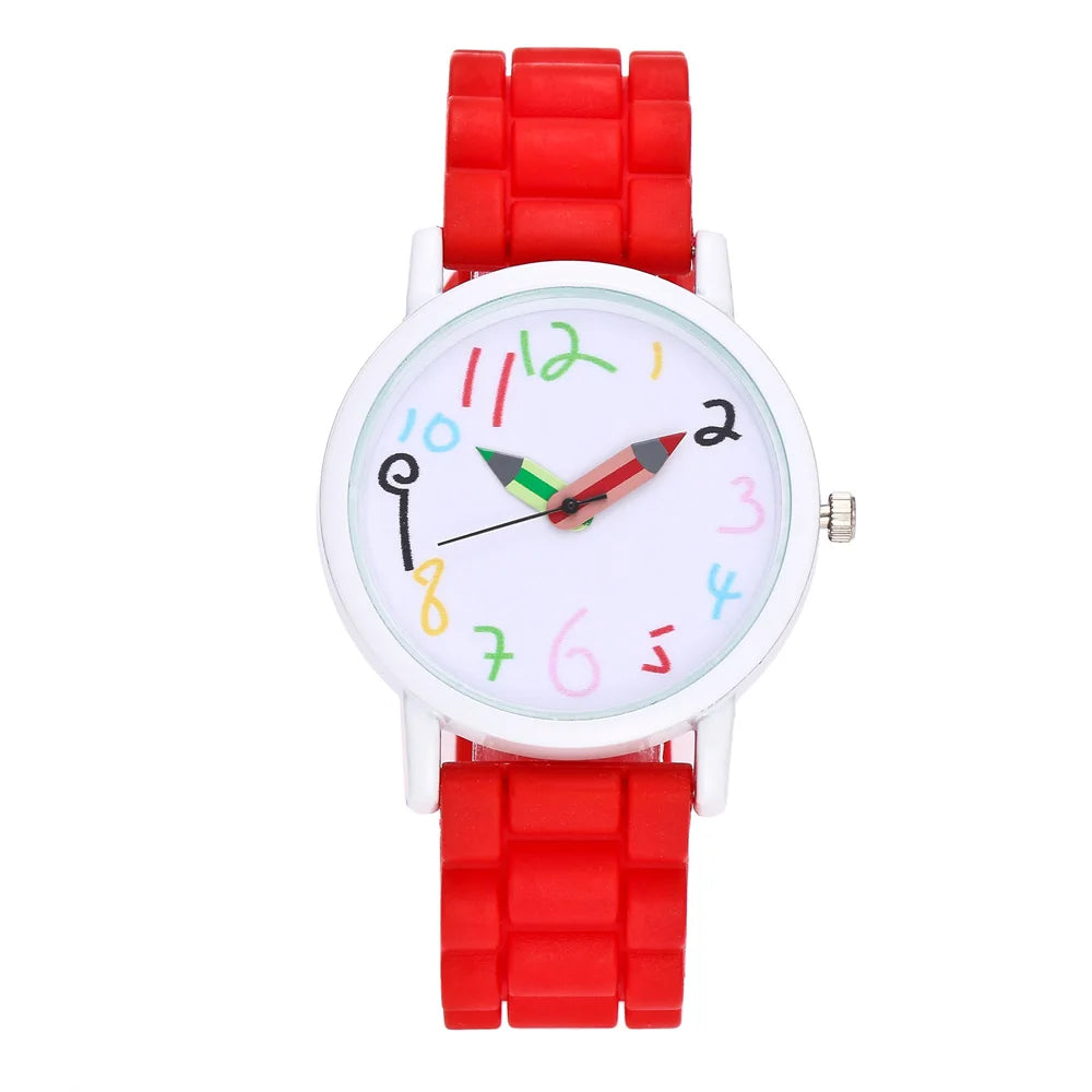 Women Watch Fashion Simple Pencil Design Digital Quartz Watches Casual Jelly Multicolour Silicone Ladies Clock Dress Wristwatch