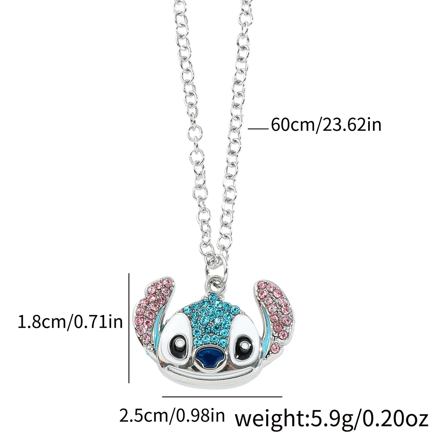 Disney-Stitch Cartoon Necklace, Cute Jewelry, Personality Pendant, Sweater Chain, Filled Rhinestones, Gift