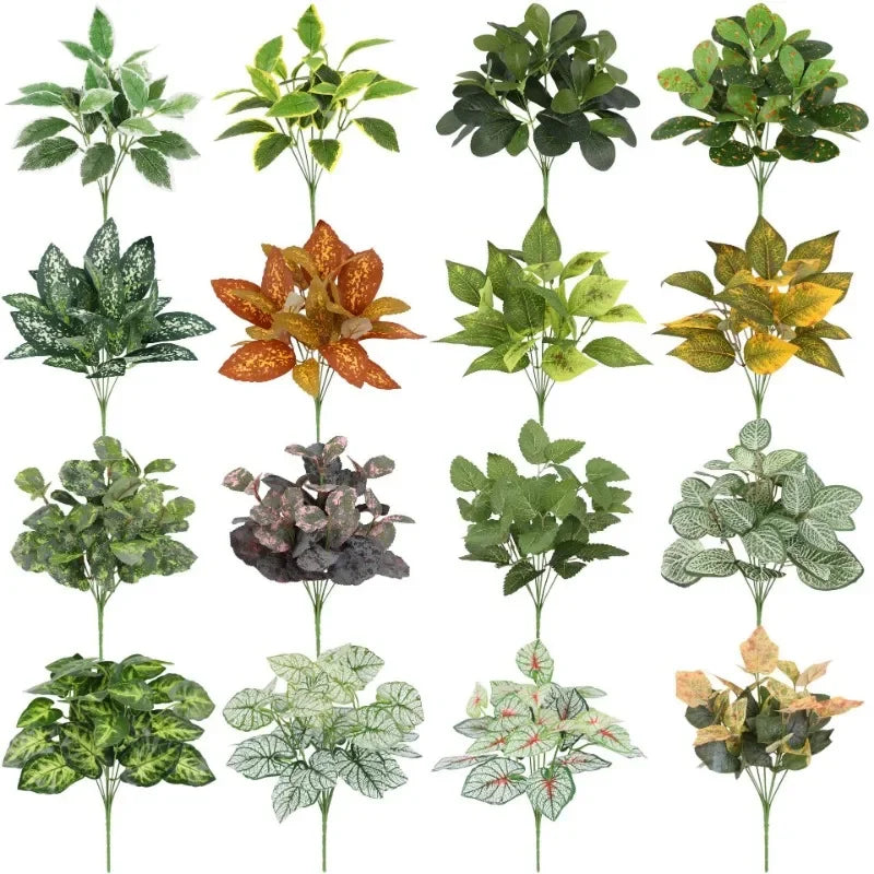 Artificial Plants Leaves Silk Tortoiseshell Leaf Dieffenbough Fake Small Fairy Taro Simulation Green Plant Living Room Decor