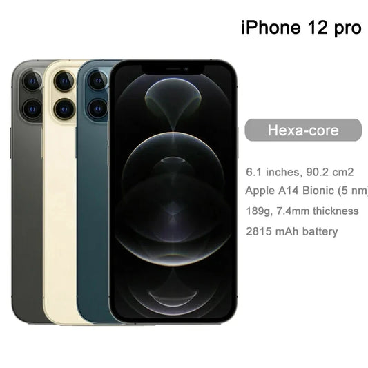 Original Unlocked Apple iPhone 12 Pro Face ID 5G Hexa-core 6GB RAM 128/256GB ROM 12MP 6.7'' 3687mAh IOS14 NFC Smartphone