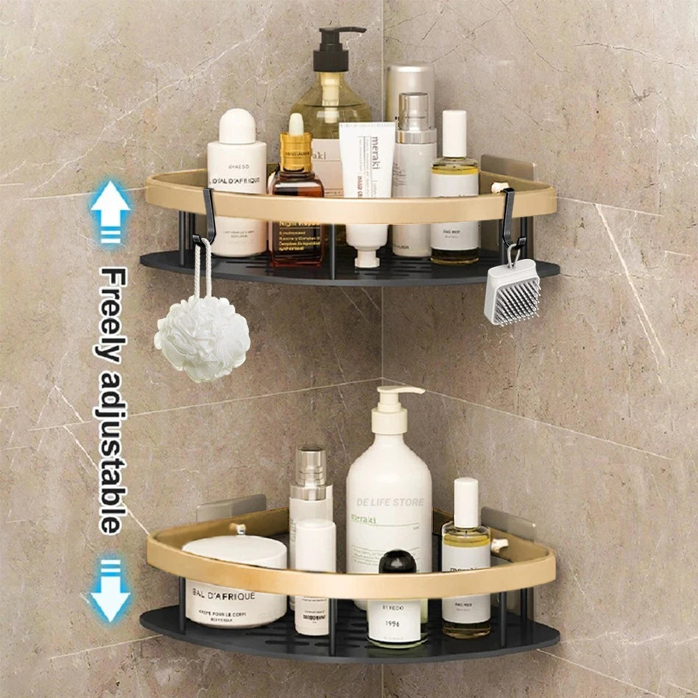 Non perforated Bathroom Shelf Floating Shelf for Wall Shelves Shower Hardware Bathroom Corner Shelf wall storage rack