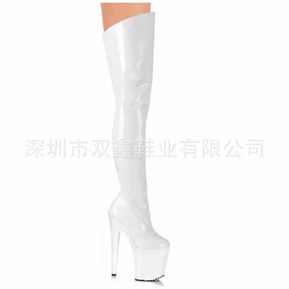 Women's Sandals 20CM High-heeled Patent Leather Women's Boots  Knee-high Heels Nightclub Knee-high Boots  YKC