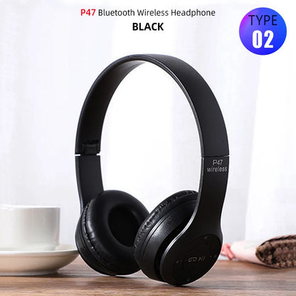 Foldable Sport Earphone HiFi Headset Wireless Headphones Bluetooth Music Headset Over Ear Bass Earphone With Mic Support TF Card