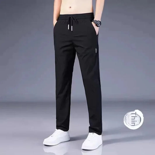 Men's Business Casual Pants Spring Autumn Trendy Versatile Straight-Leg Cargo Pants Loose Fit Black Pants For Men