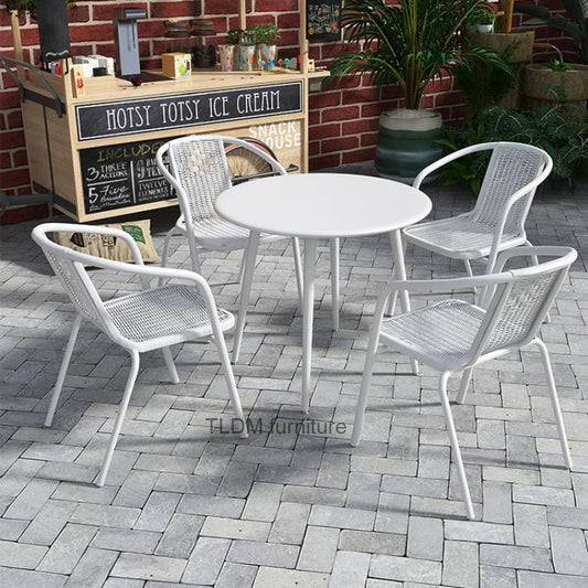 White wrought iron courtyard table and chair, terrace garden, leisure balcony, waterproof Muebles garden furniture set WK50HY