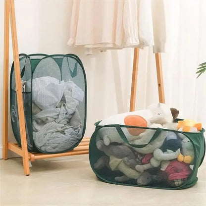 Home Bathroom Mesh Storage Basket Shower Laundry Clothing Dirty Clothes Bag Foldable Portable Business Travel no Partition