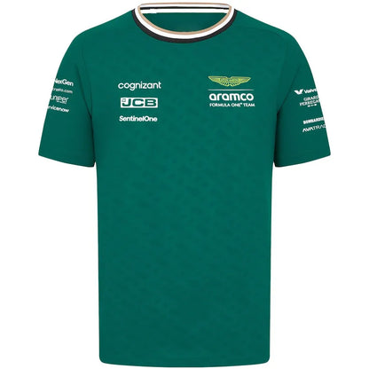 Formula1 Team Racing 2024 New Green Summer Men's Breathable T-Shirt Outdoor Sports Team Casual Short Sleeves T Shirt For Men