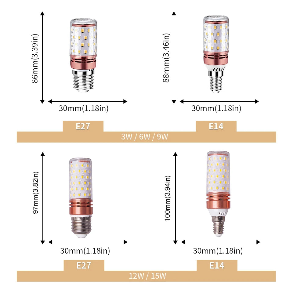 6pcs LED Corn Lamp 3W 6W 9W 12W 15W 220V Strong Light 3000K 4000K 6000K E27 E14 Lamp Holder Home Emergency Lighting