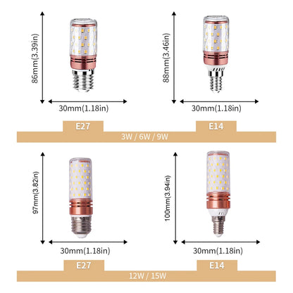 6pcs LED Corn Lamp 3W 6W 9W 12W 15W 220V Strong Light 3000K 4000K 6000K E27 E14 Lamp Holder Home Emergency Lighting